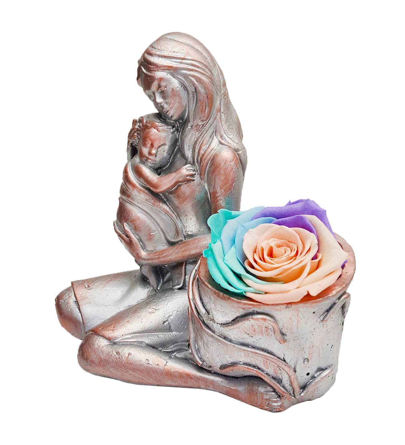 Statue Bronze Serisi Soft Gökkuşağı Solmayan Gül