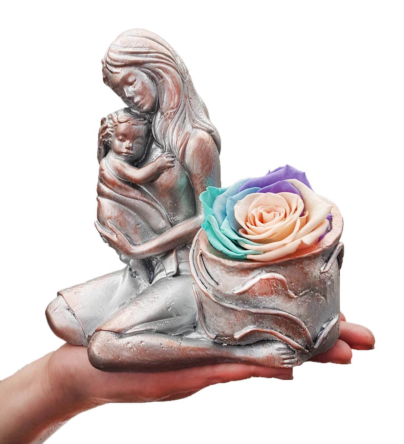 Statue Bronze Serisi Soft Gökkuşağı Solmayan Gül